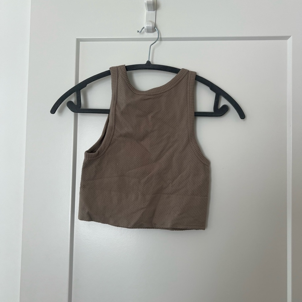 Brown Ribbed Crop Top - Picture 2 of 2